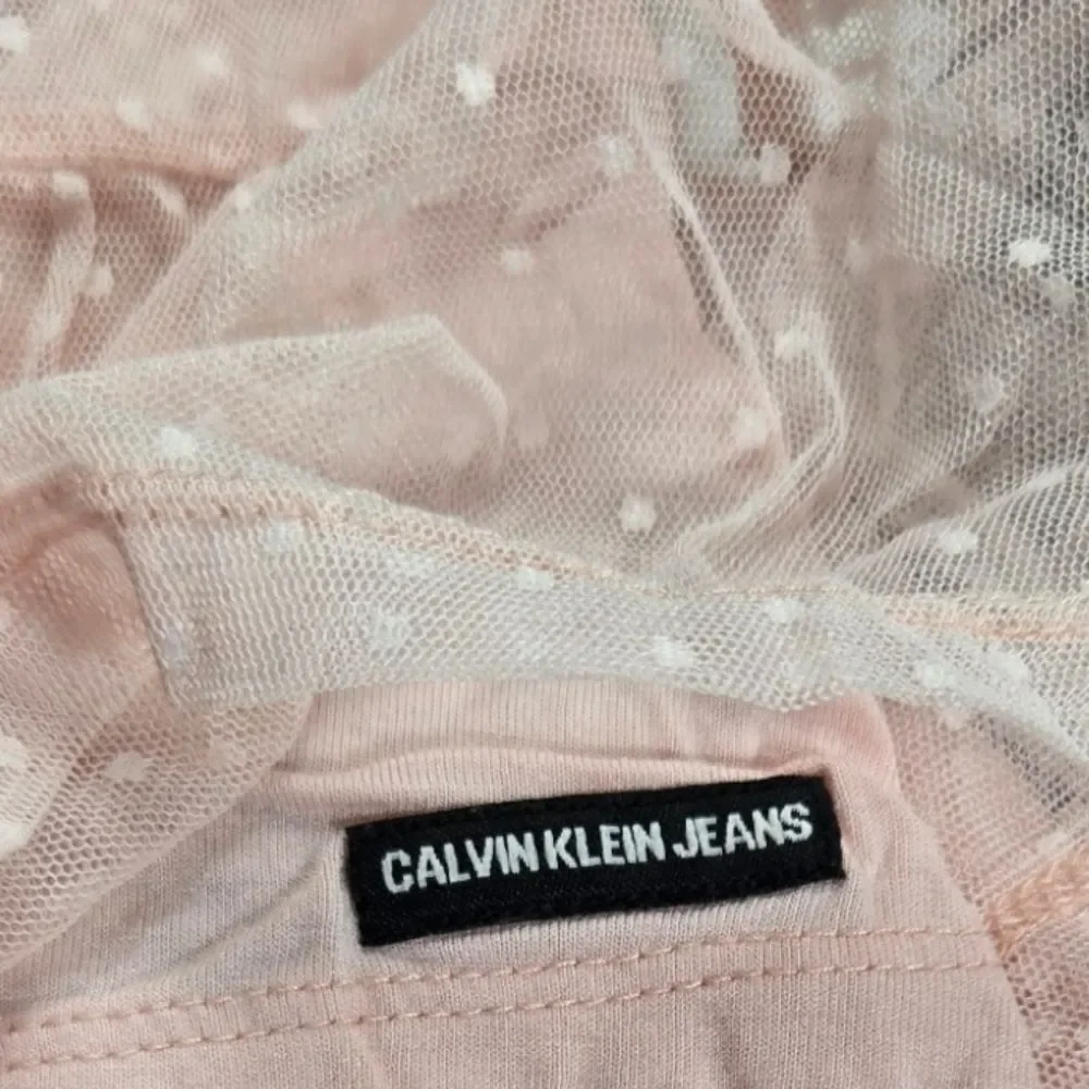 Calvin Klein Baby Girl Pink Swiss Dot Mesh Top Floral Leggings 2pc Matching Set